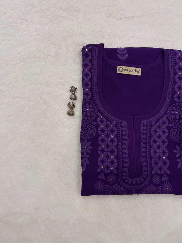 Heena Ink Blue Embroidered Georgette Kurta