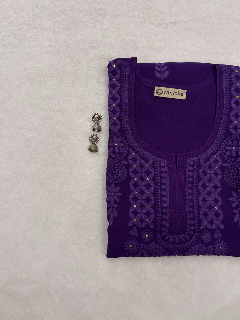 Heena Ink Blue Embroidered Georgette Kurta