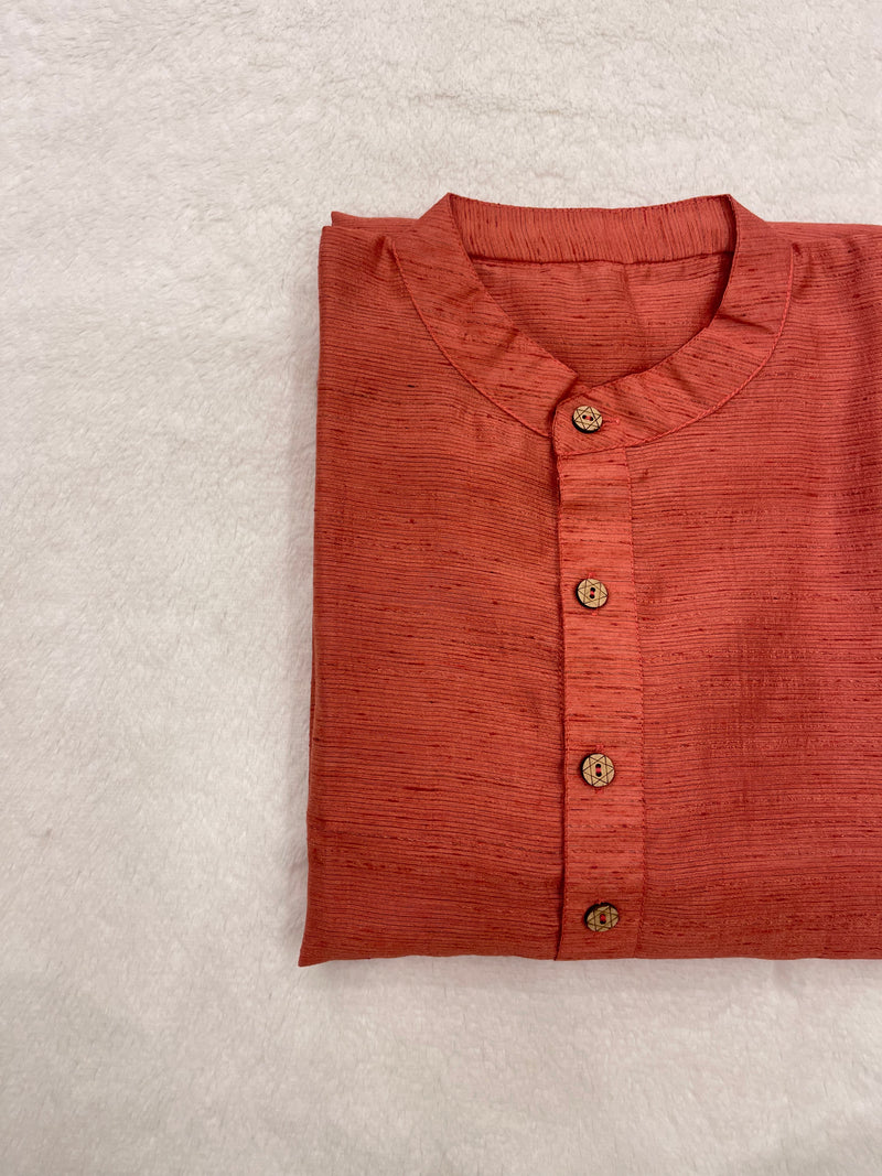 Rust Orange Semi Cotton Office Wear Kurta