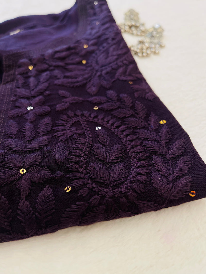 Khubsoorat Wine Rayon Embroidered Kurti