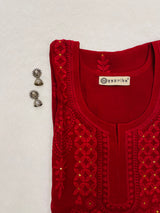 Heena Maroon Embroidered Georgette Kurta