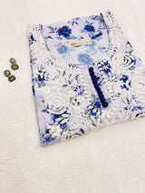Ashvi ink blue flower print kurta