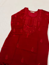 Heena Maroon Embroidered Georgette Kurta