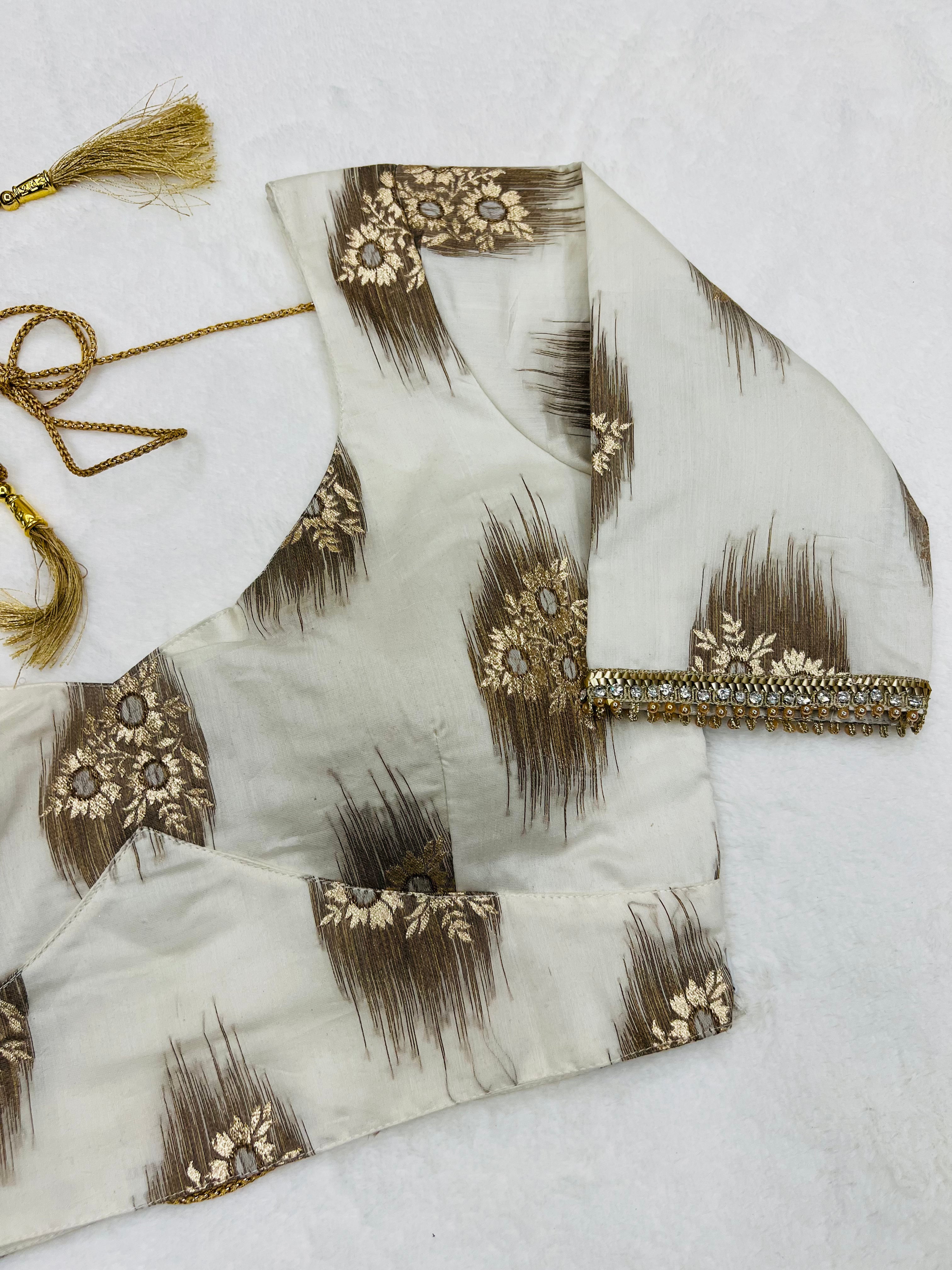 White Diamond Chanderi Banarasi Blouse