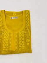 Heena Mustard Embroidered Georgette Kurta