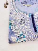 Ashvi pastel blue flower print kurta