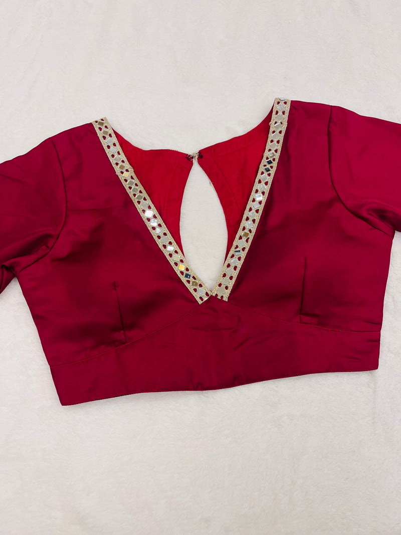 Red Mirror work lace Blouse