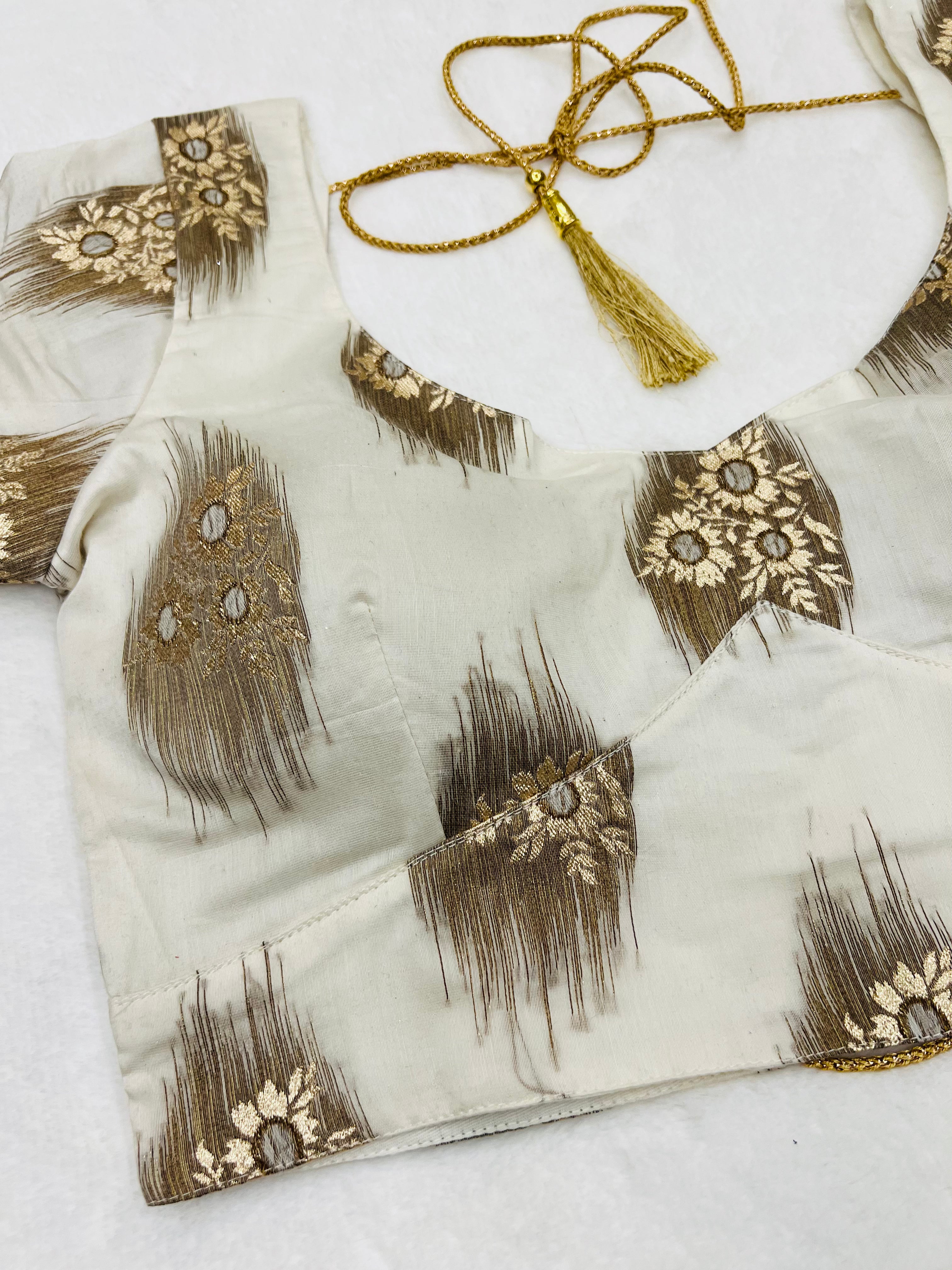 White Diamond Chanderi Banarasi Blouse