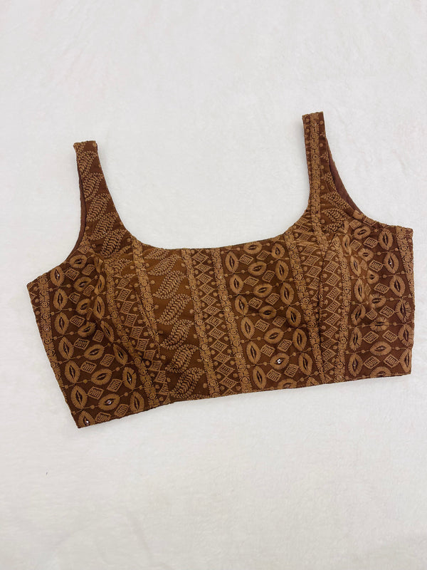 Rust brown Lakhnavi blouse