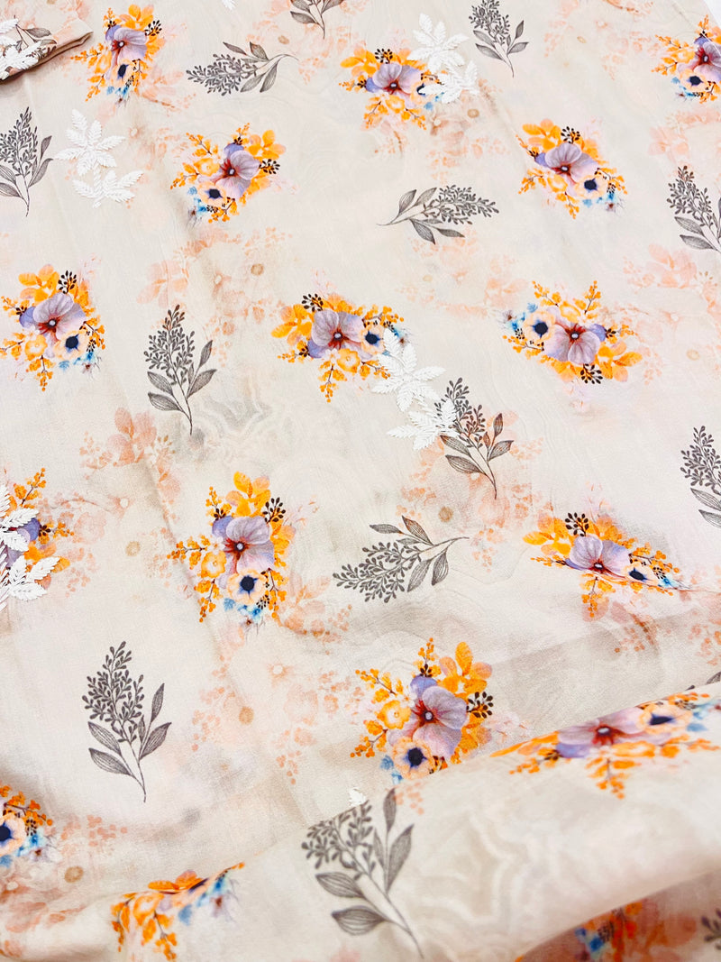 Ashvi peach flower Lucknowi style Kurti