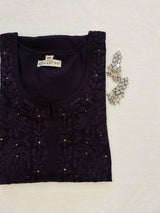 Khubsoorat Wine Rayon Embroidered Kurti