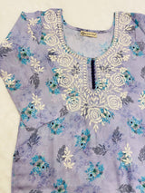 Ashvi pastel blue flower print kurta