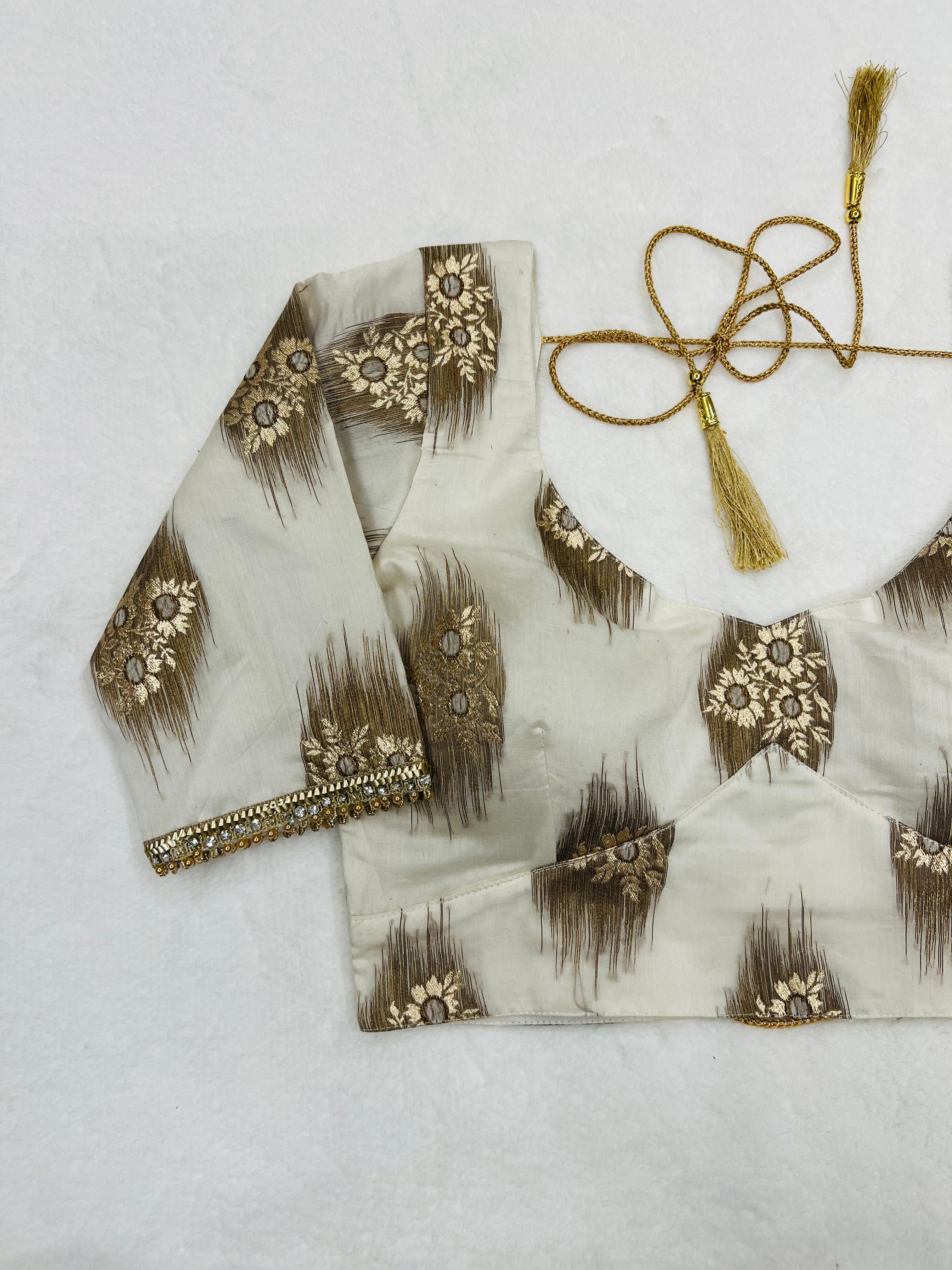 White Diamond Chanderi Banarasi Blouse
