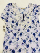 Ashvi ink blue flower print kurta