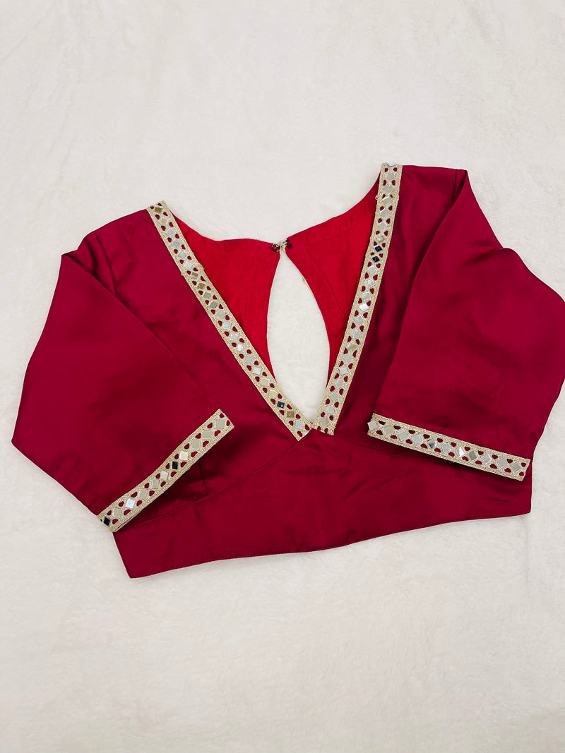 Red Mirror work lace Blouse