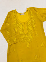 Heena Mustard Embroidered Georgette Kurta