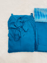 Surkh Teal Blue Rayon Gown Set