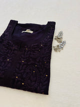 Khubsoorat Wine Rayon Embroidered Kurti