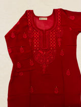 Heena Maroon Embroidered Georgette Kurta