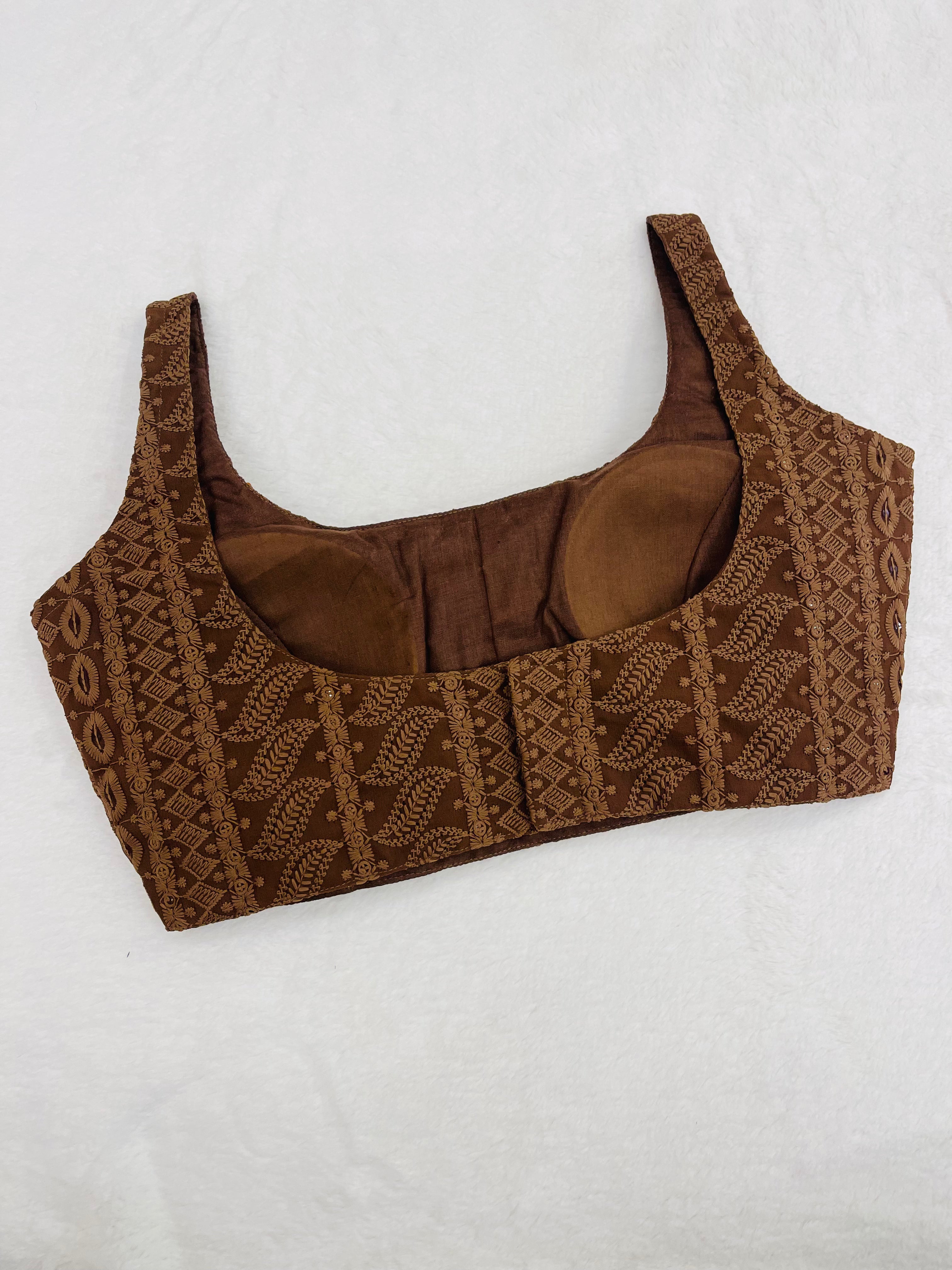 Rust brown Lakhnavi blouse