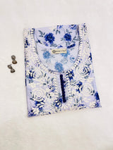 Ashvi ink blue flower print kurta