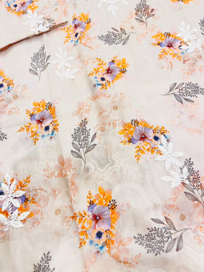Ashvi peach flower Lucknowi style Kurti