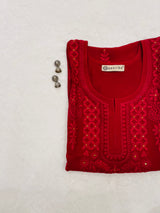 Heena Maroon Embroidered Georgette Kurta