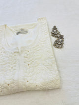Khubsoorat Offwhite Rayon Embroidered Kurti