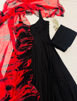 Surkh Black Rayon gown Set