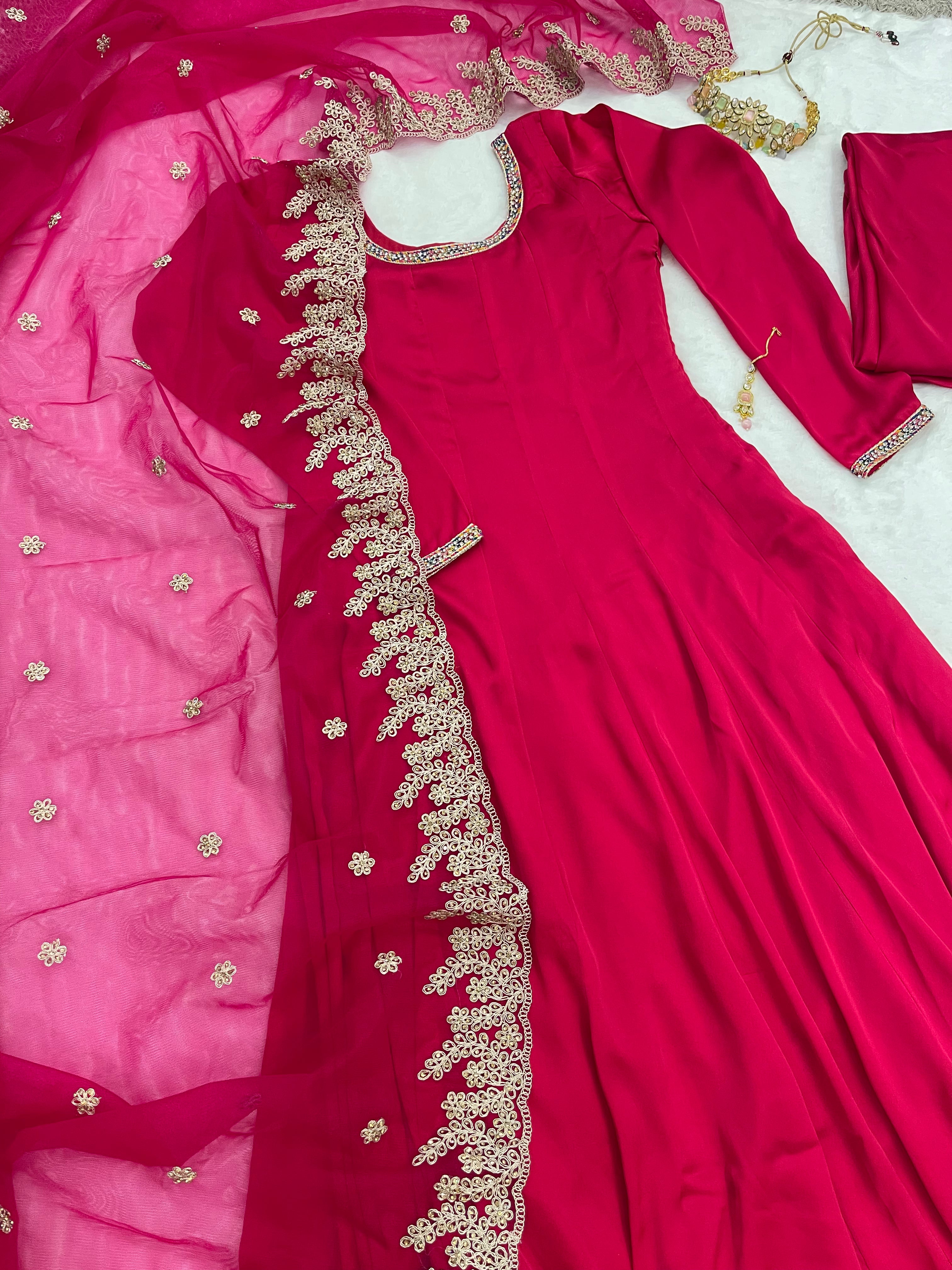 Saundh pink anarkali set