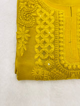 Heena Mustard Embroidered Georgette Kurta