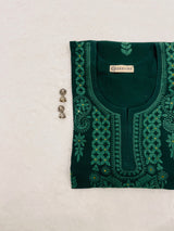 Heena Bottle Green Embroidered Georgette Kurta