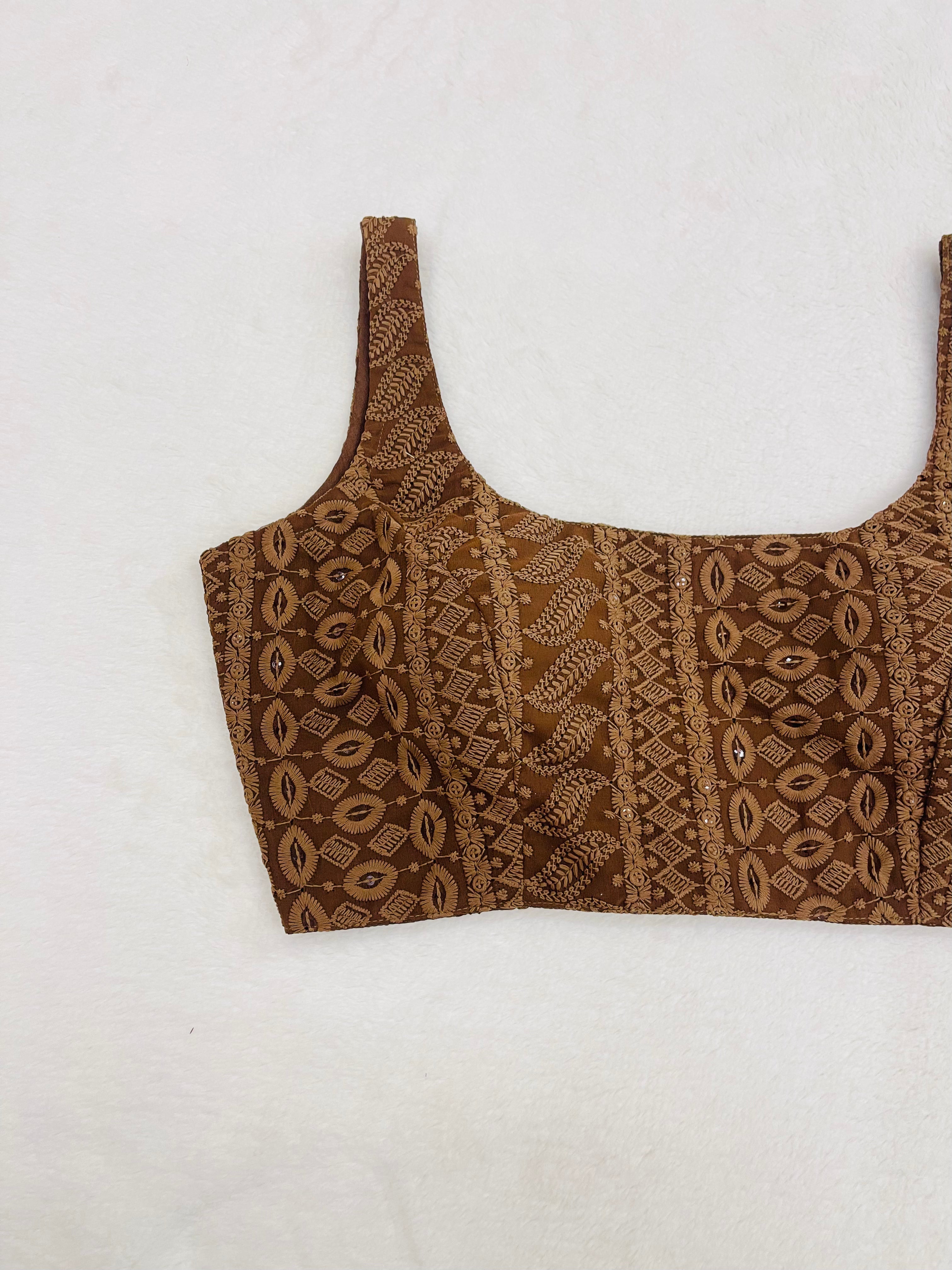 Rust brown Lakhnavi blouse