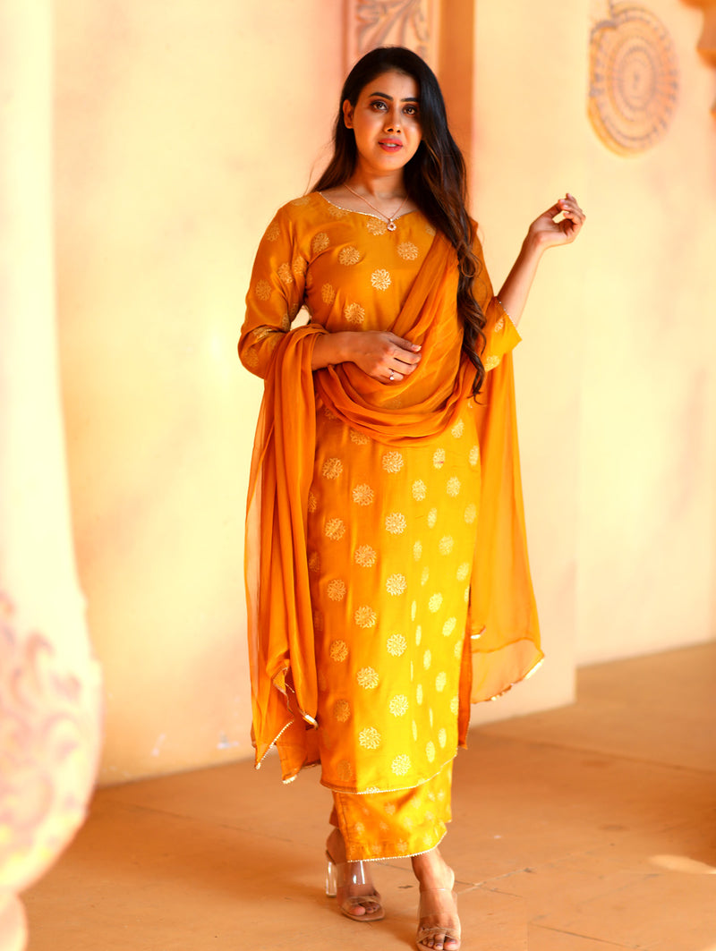 Wearing sunshine kurti set