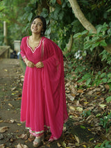 Rani pink gotta work anarkali set
