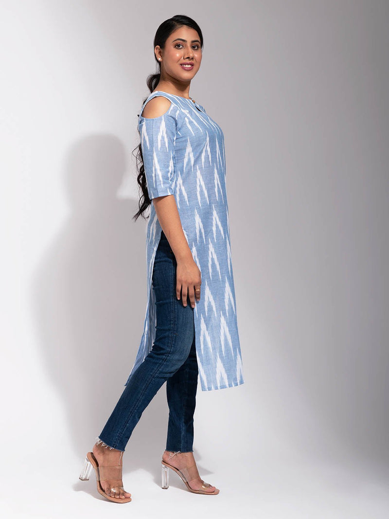 Waves Dropping Ikkat Straight Kurti
