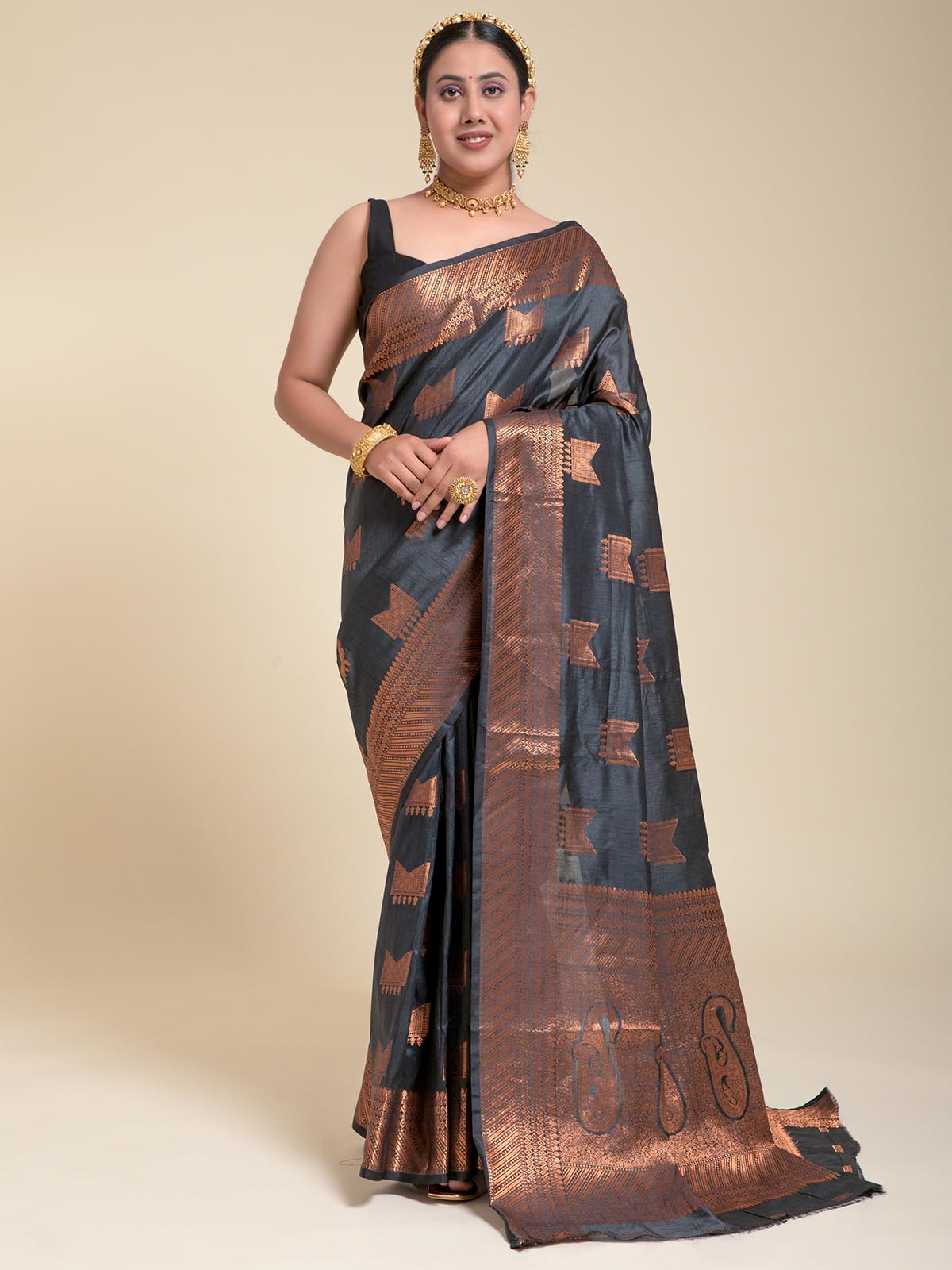 Black dahlia Cotton Silk Saree