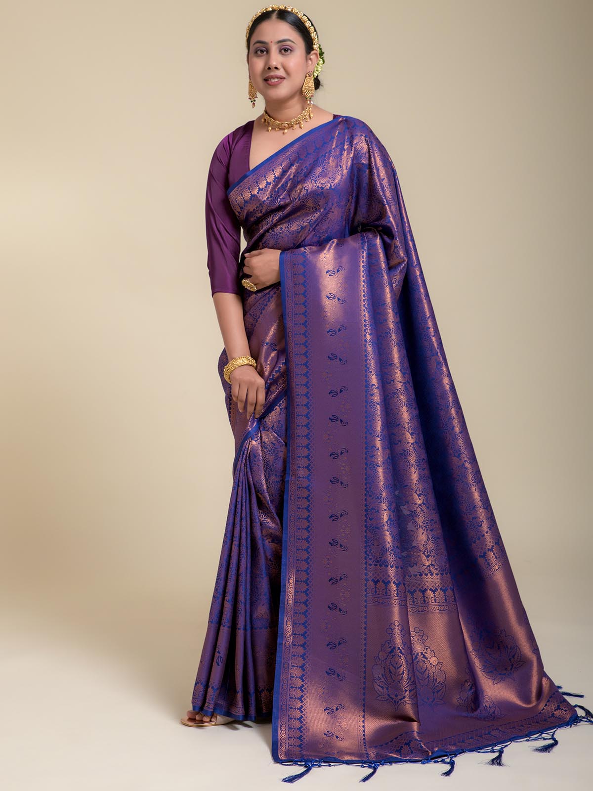 Crocus Purple Silk Saree