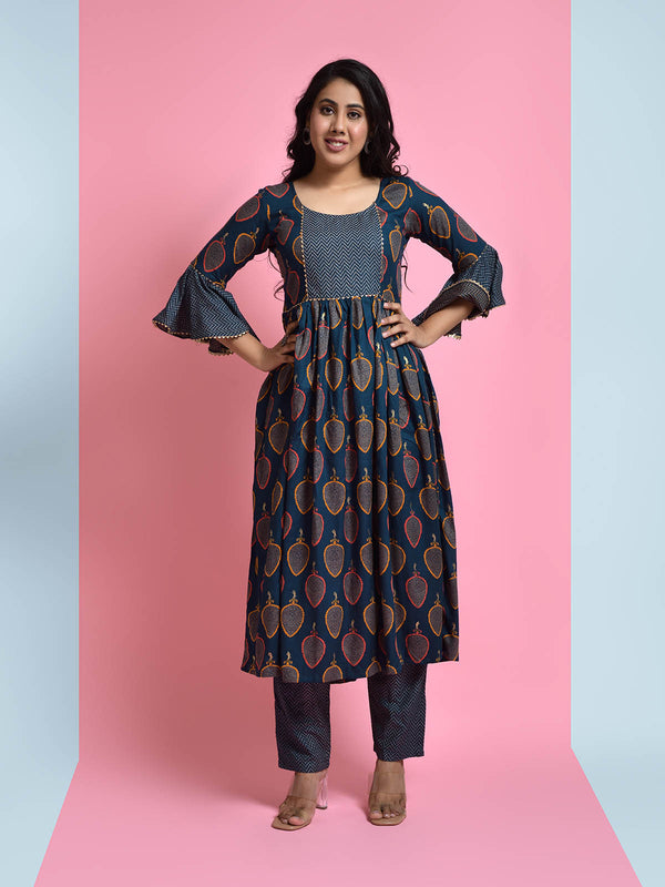 Paan Leaf Kurti-Pant Set
