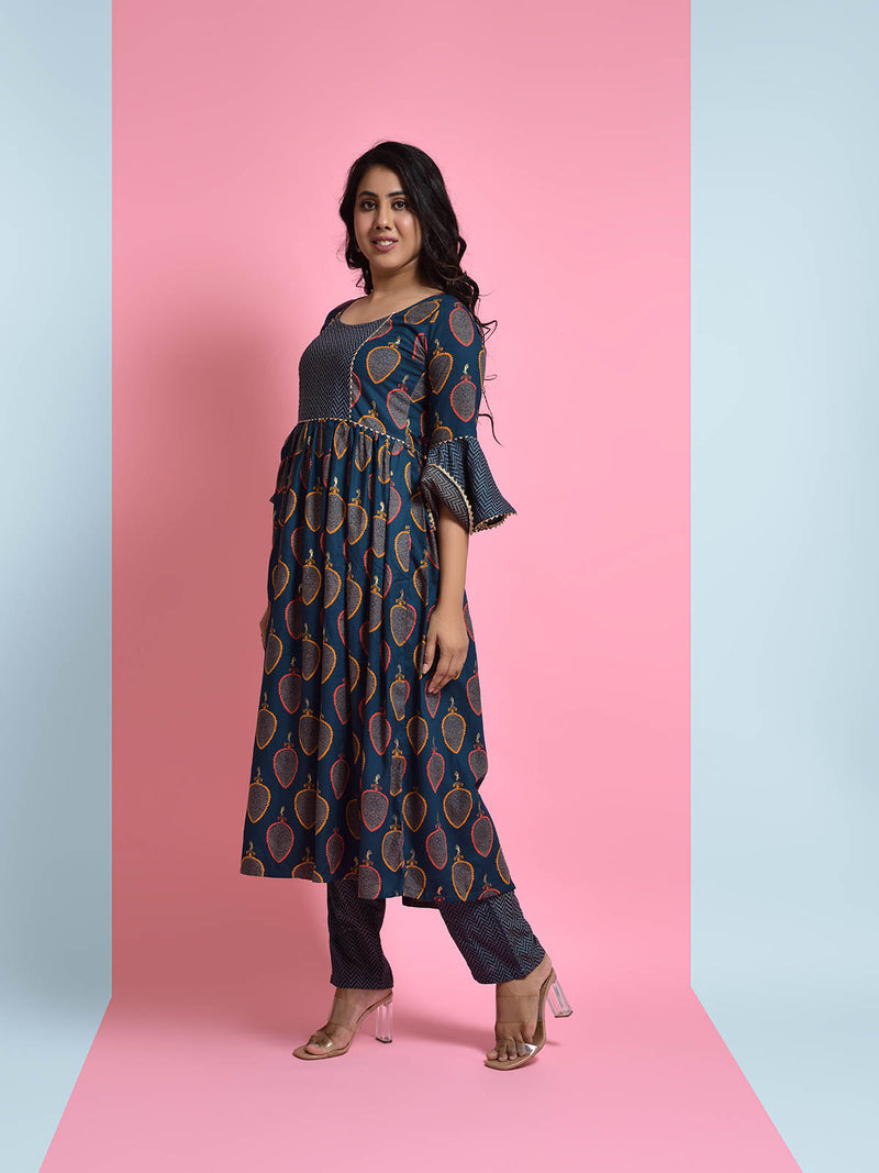 Paan Leaf Kurti-Pant Set