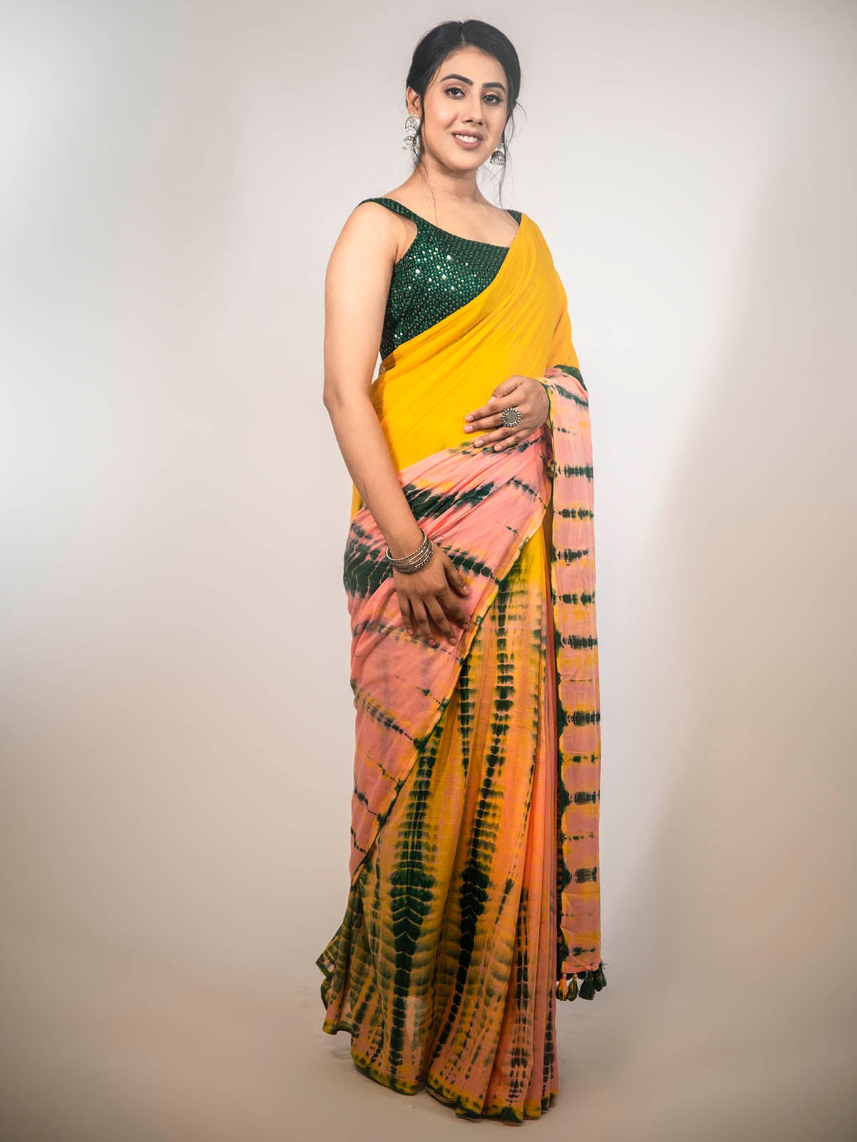 Butterscotch Mulmul Cotton Saree