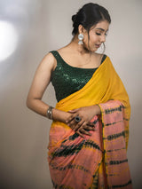 Butterscotch Mulmul Cotton Saree