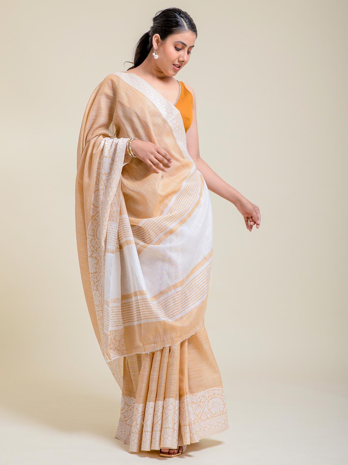 Paradise Linen Beige Color Saree