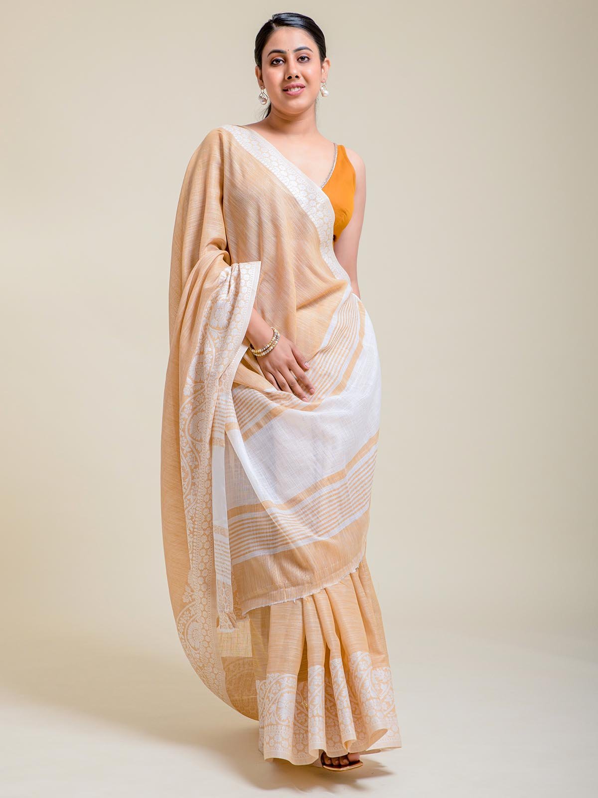 Paradise Linen Beige Color Saree