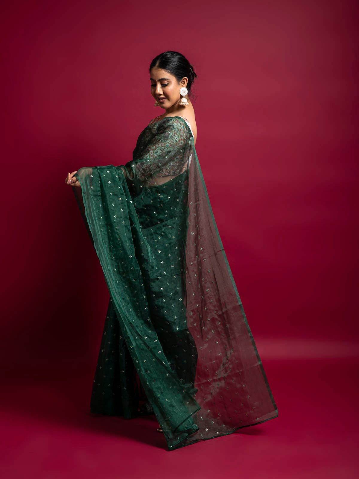 Nature's Love Green Organza Saree