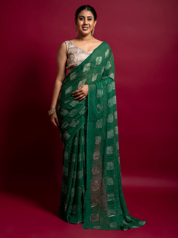 Hari Bhari pure georgette sequin work  batik print Saree