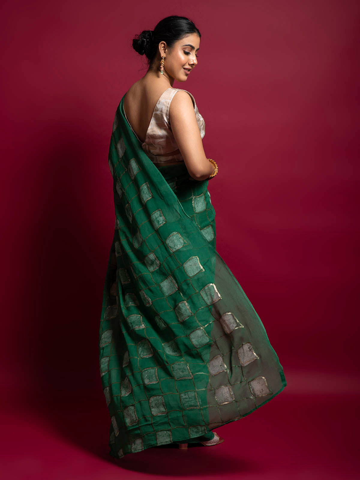 Hari Bhari pure georgette sequin work  batik print Saree