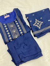 Navy Blue Silk Suit set