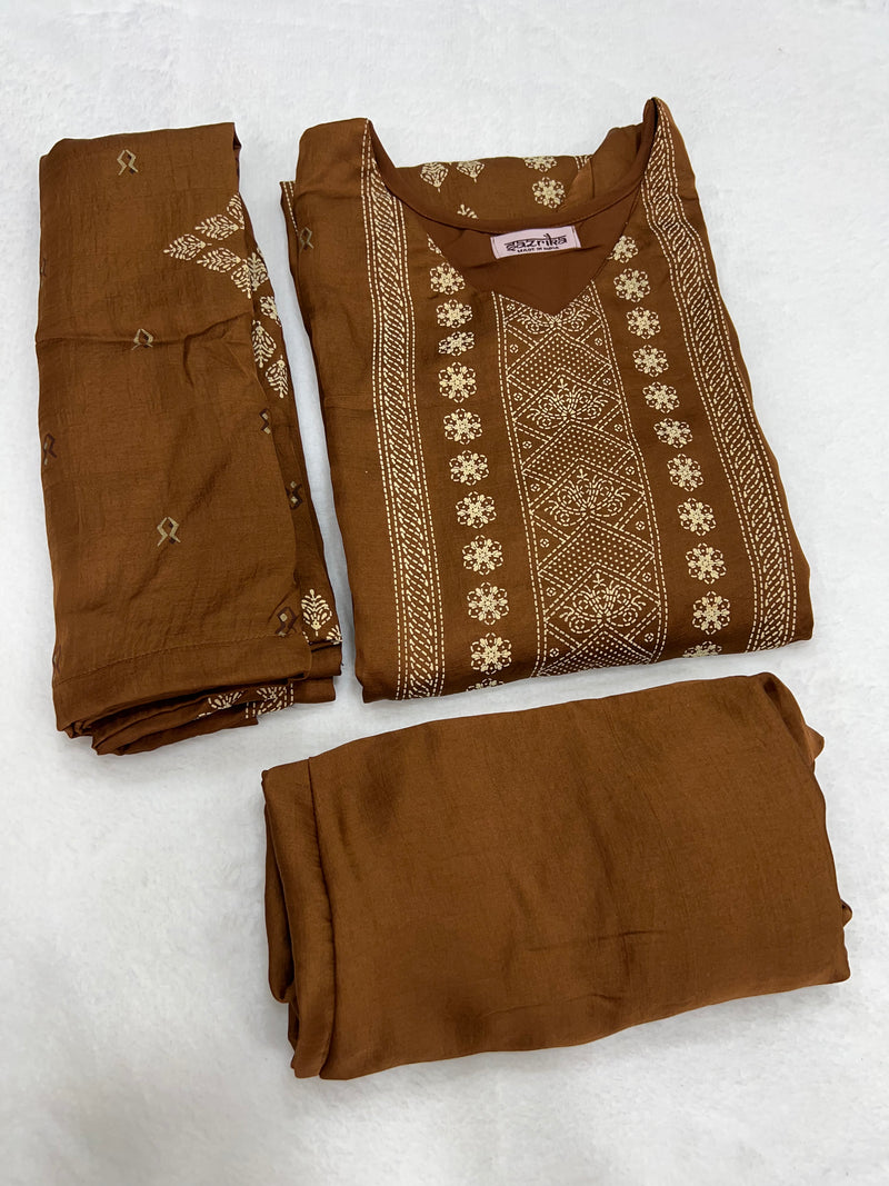 Brown Silk Base Suit Set