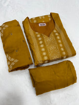 Mustard Yellow silk suit set